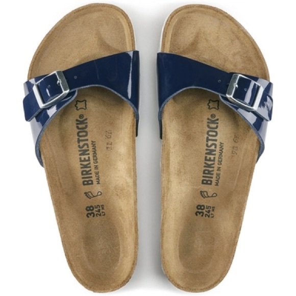 BIRKENSTOCK MADRID SANDALS IN DRESS BLUE PATENT 35 EU (4-4.5 US) - Picture 2 of 9